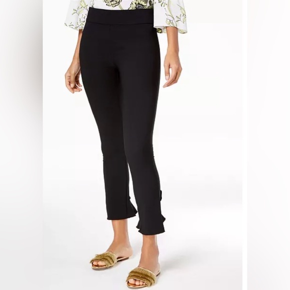 INC International Concepts Pants - INC, Black Straight Leg, full length, ruffled, Pants, NWT, size 12